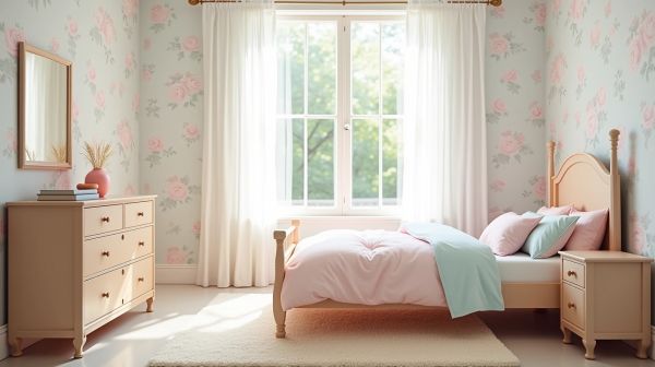 Créer une chambre fille élégante avec du papier peint